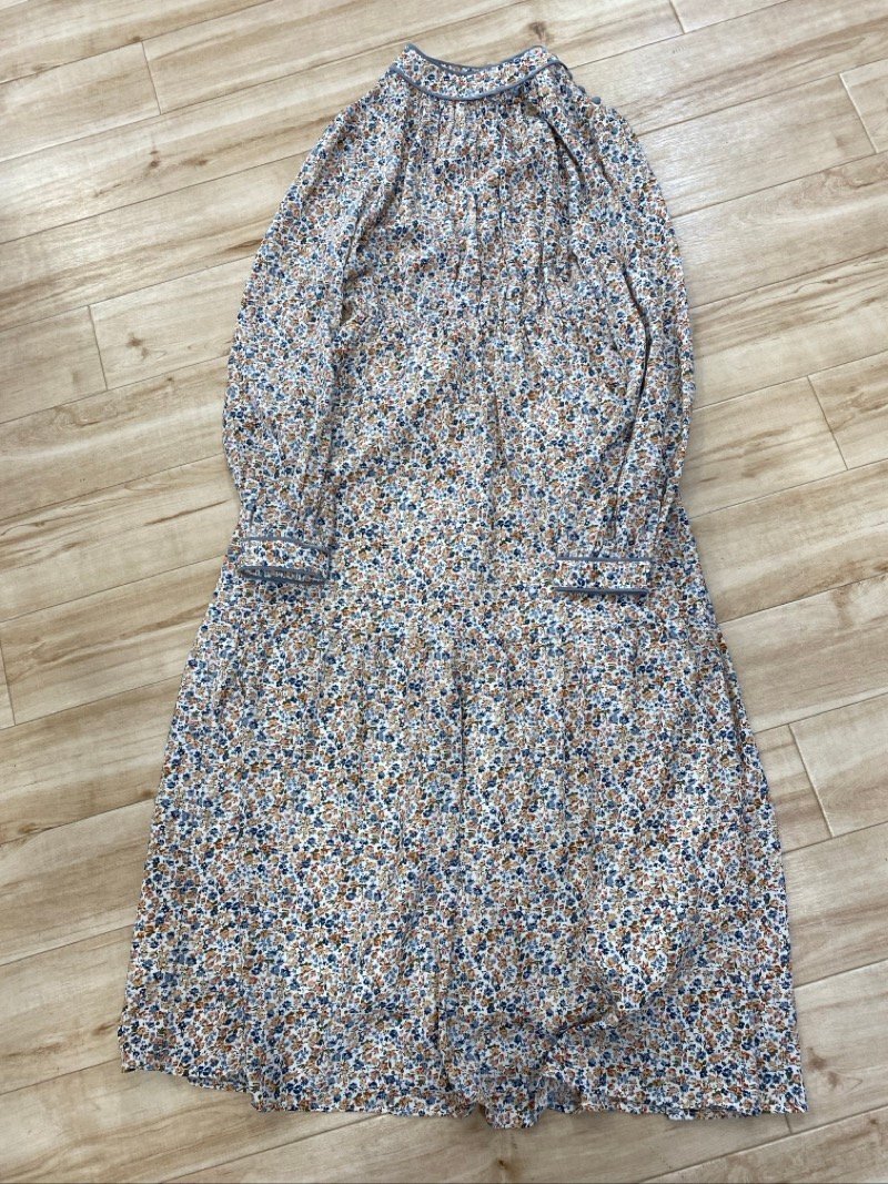 SHEENA DEL RAY ワンピース M RUIRUE BOUTIQUE スカート おまけ ブラウン花柄 総柄 ロング ミディ ミモレ フレア ☆ちょこオク☆80_画像2