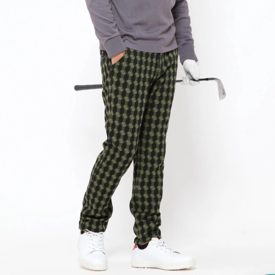 正規品　新品　PEARLY GATES　パーリーゲイツ　マスターバニー　メンズ　裏起毛5ポケットパンツ　モノグラム柄　防寒　カーキ　size4(M)_画像8