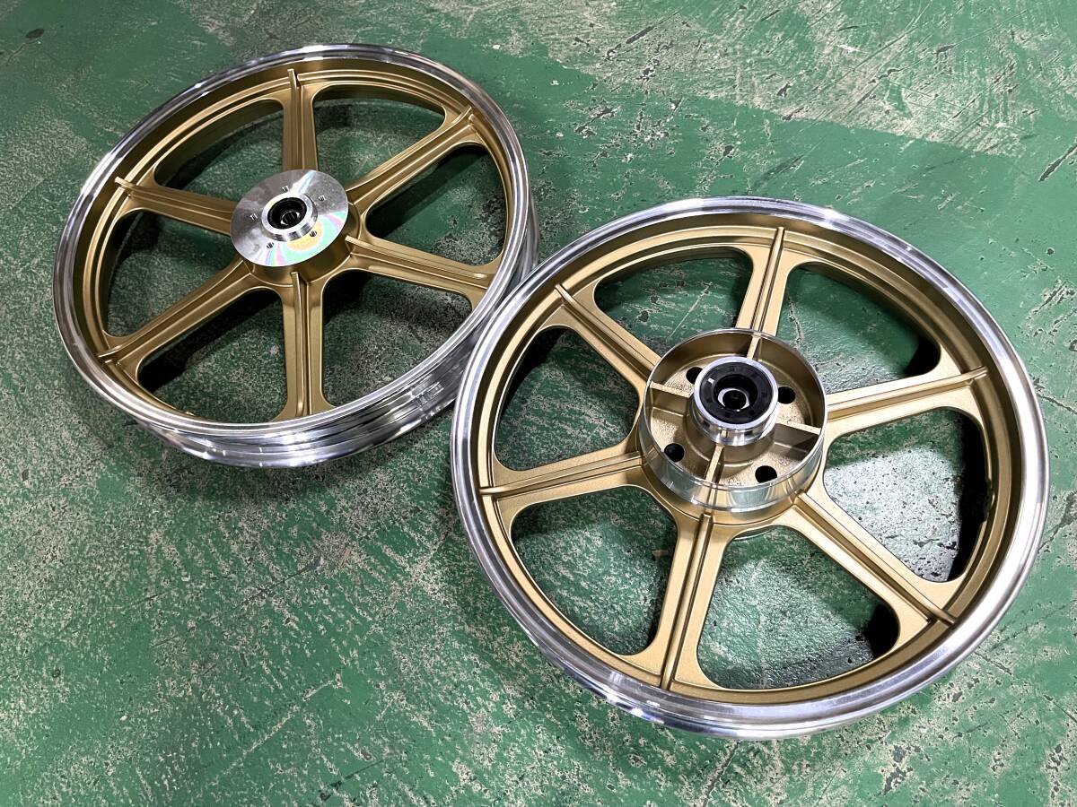 ホーク　キャストホイール　金/前後セットCB250T CB400T CB250N CB400Nダブル対応 当時仕様 セブンスターキャスト BEET メルバ ハヤシ_画像1