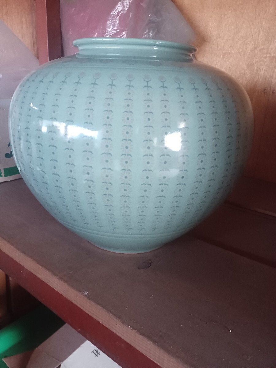 花瓶 花器 陶器 高麗青磁 壺 花入 青磁 インテリア 飾り壺 保管品　昭和レトロ　アンティーク　新品_画像1