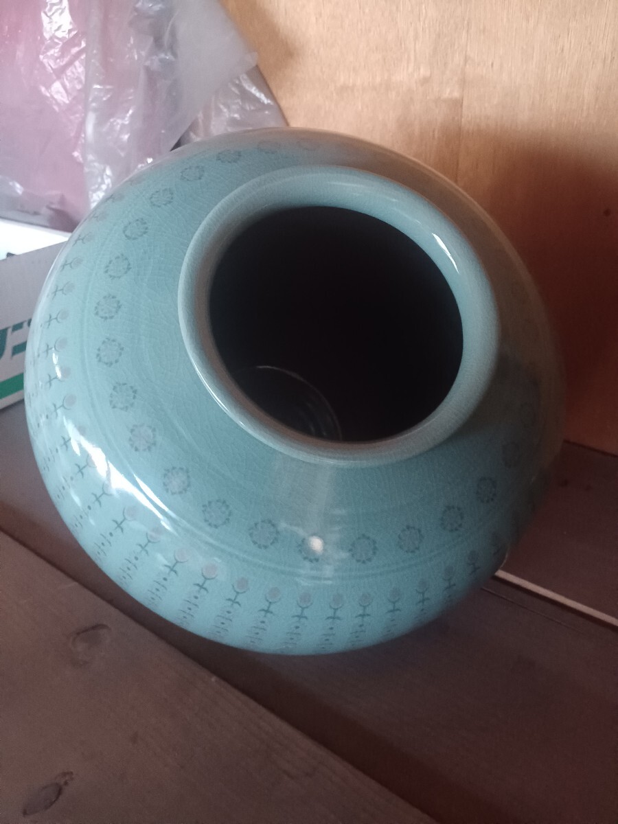 花瓶 花器 陶器 高麗青磁 壺 花入 青磁 インテリア 飾り壺 保管品　昭和レトロ　アンティーク　新品_画像3