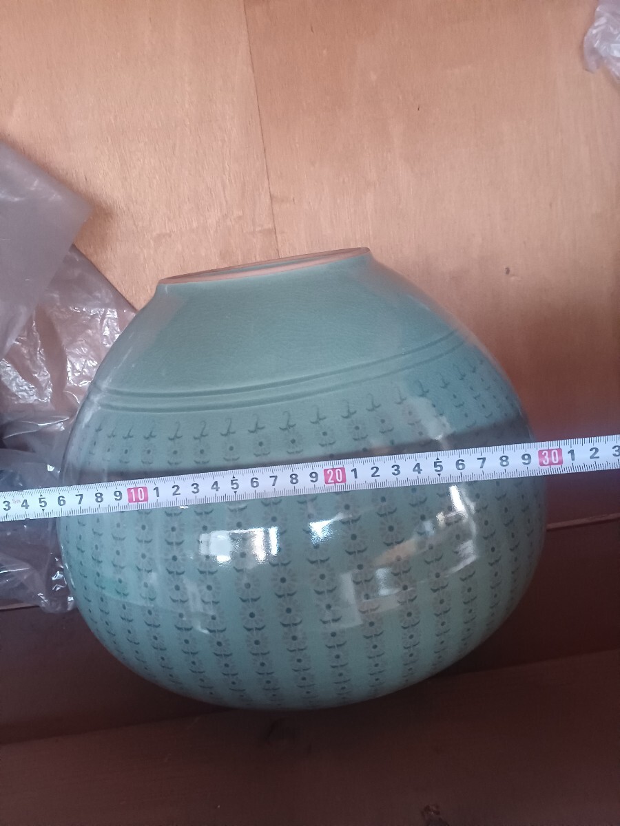 花瓶 花器 陶器 高麗青磁 壺 花入 青磁 インテリア 飾り壺 保管品　昭和レトロ　アンティーク　新品_画像8