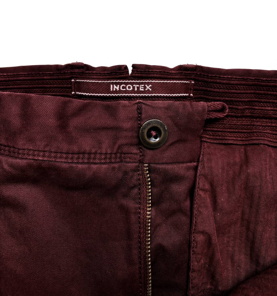 新品 インコテックス スラックス 32 M INCOTEX SLACKS SLIM FIT スリムフィット ボルドー 国内正規品 ルーマニア製_画像6