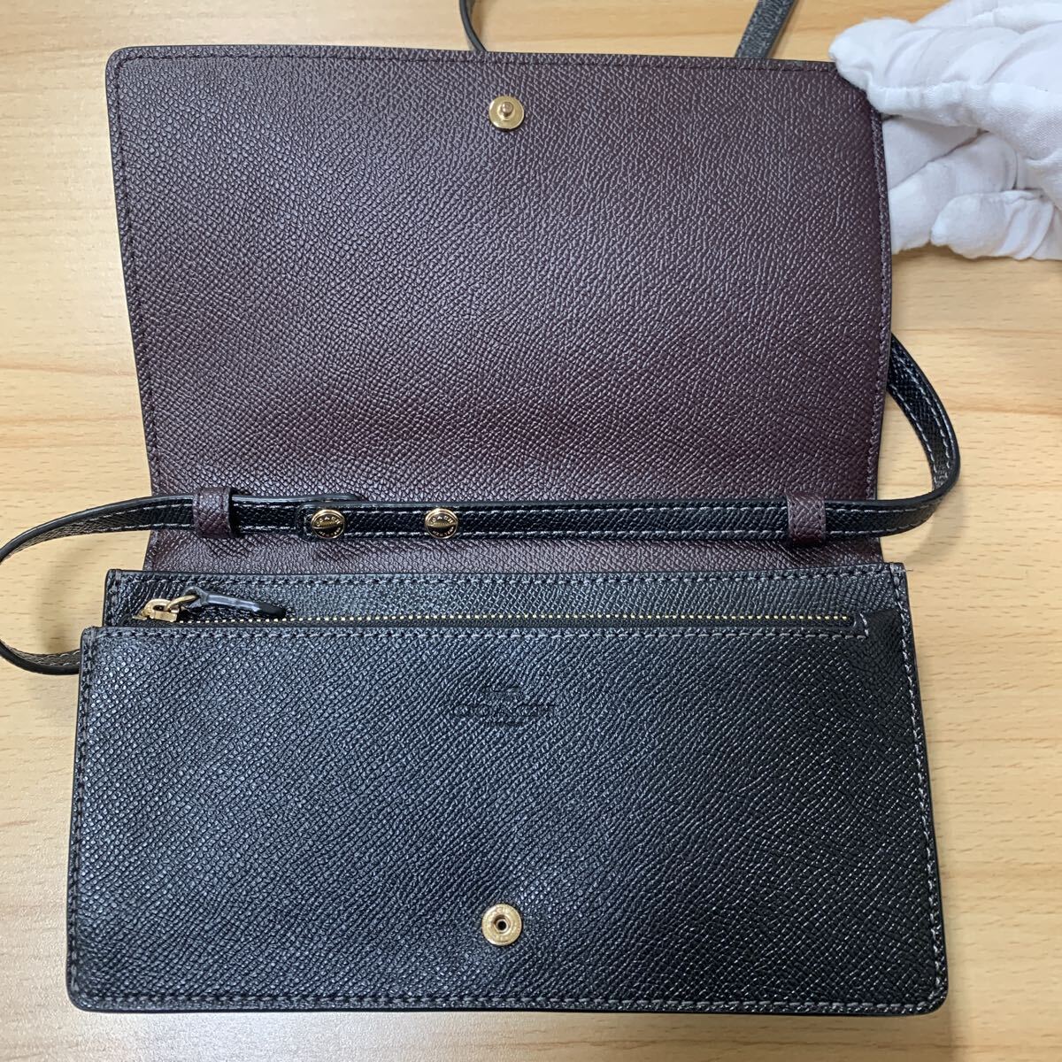 【L17640】美品 COACH コーチ ショルダーウォレット ショルダーバッグ ブラック CX592 クロスボディバッグ クラッチバッグ_画像7