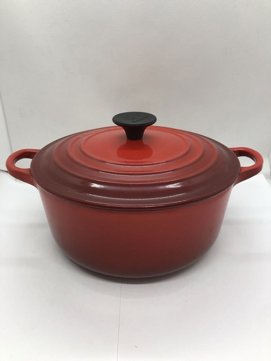 [A/0]LE CREUSETru Crew ze кастрюля с двумя ручками ko раскладушка красный 20cm кухонная утварь 