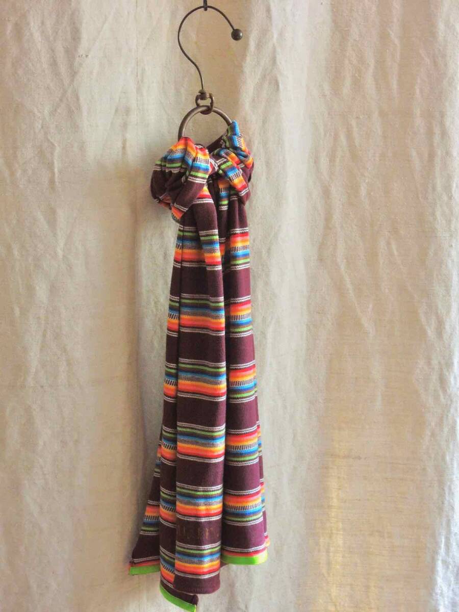 J.AUGUR DESIGN ジュディーオーガー USAアンティークファブリック 横縞SATILLO SCARF サティロスカーフ US ビンテージ ステンシル マフラー_画像5