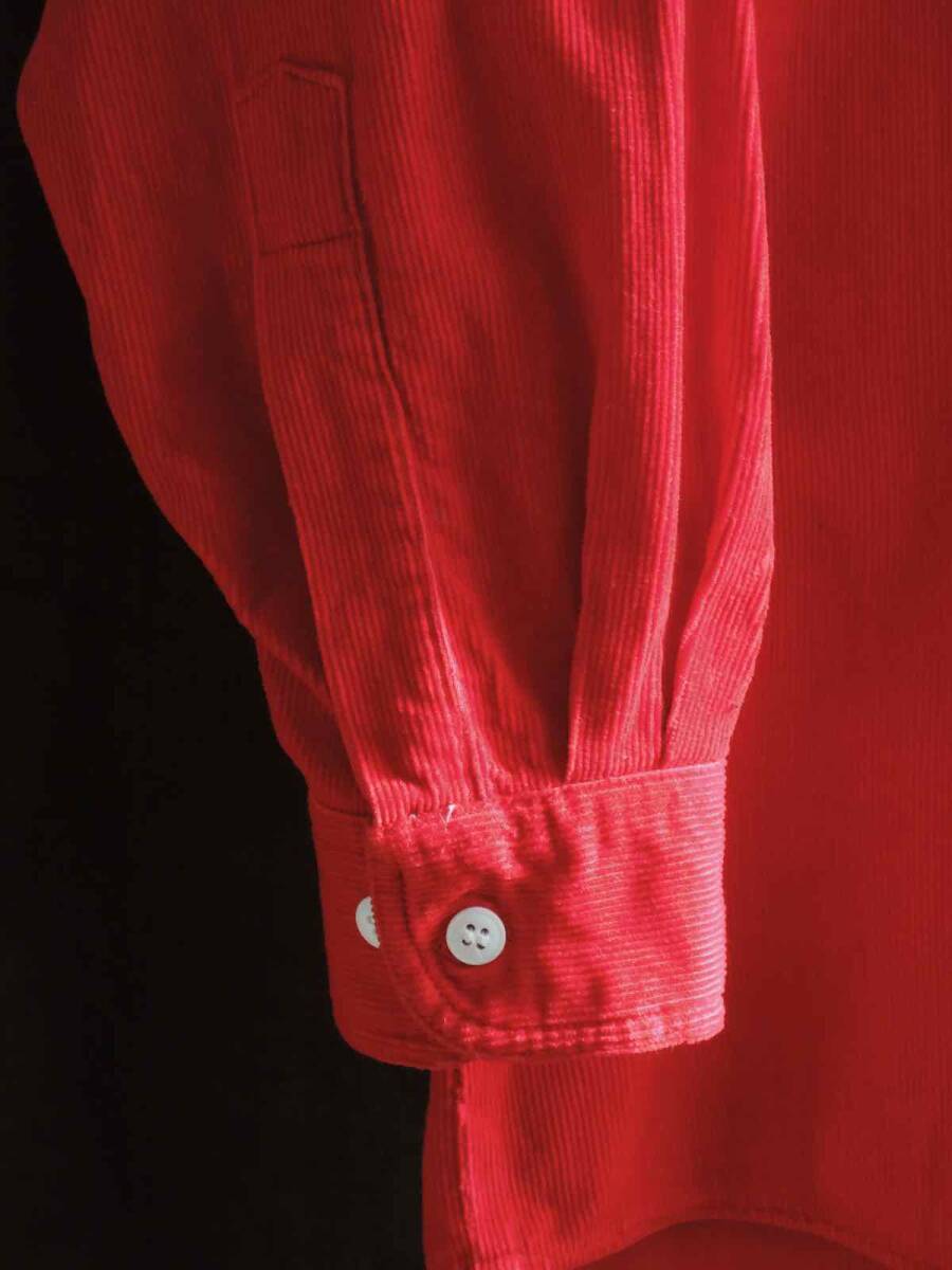 90s ビンテージ 1990年代 USA MELTON HOUSE 40s スタイル 長襟 赤 コーデュロイ フランネルシャツ M コーズ アメカジ古着 ワークウェア_画像5