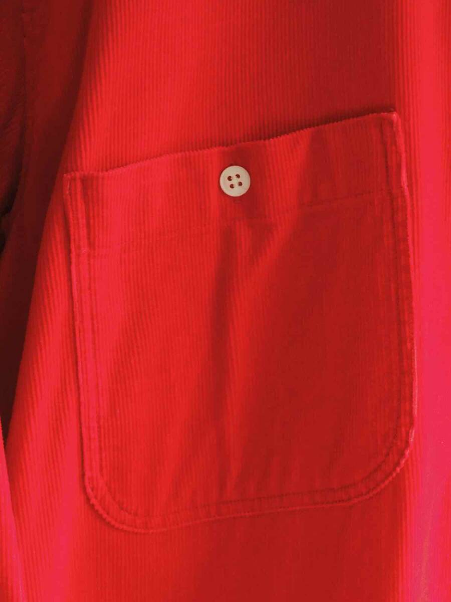 90s ビンテージ 1990年代 USA MELTON HOUSE 40s スタイル 長襟 赤 コーデュロイ フランネルシャツ M コーズ アメカジ古着 ワークウェア_画像6