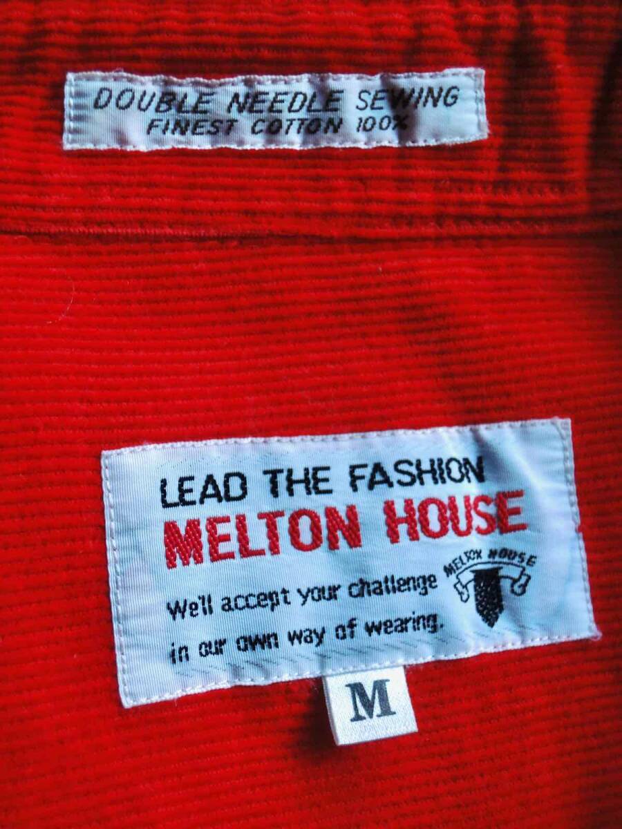 90s ビンテージ 1990年代 USA MELTON HOUSE 40s スタイル 長襟 赤 コーデュロイ フランネルシャツ M コーズ アメカジ古着 ワークウェア_画像10