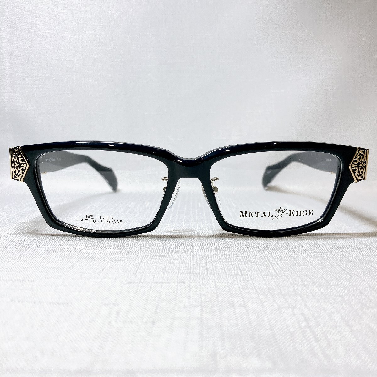 【新品未使用品】METAL EDGE メタルエッジ ME-1048 ネイビー 56サイズ スクエア トライバル模様 クロスモチーフ ワイルド_画像2