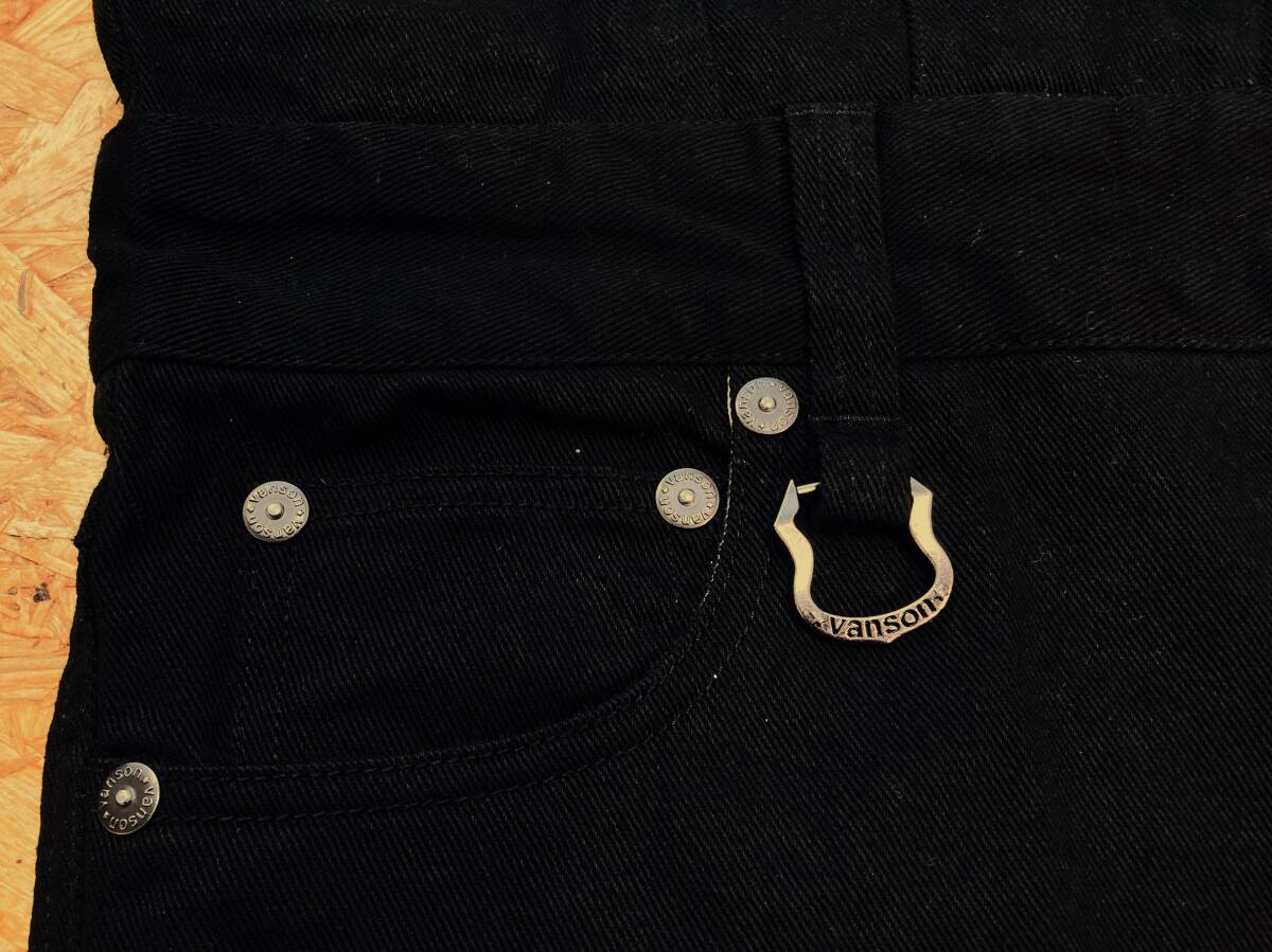 訳アリ展示品(S)定価21,780円【VANSON フライングエンブレム 総刺繍 デニム オールインワン】JFV-601黒色 未使用 バイカーアメカジ668_画像7