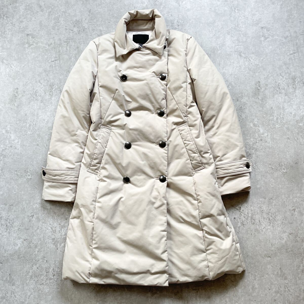 iCB ダウンジャケット　11号　ベージュ　ロング丈　サイズ6 フェザー　アウター　トレンチコート_画像1