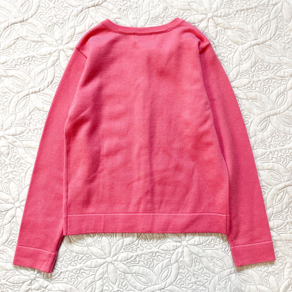 ケイトスペード カーディガン 150 ピンク リボン ビジュー 長袖 ウール混 ビジュー キッズ ガールズ 前開き_画像2