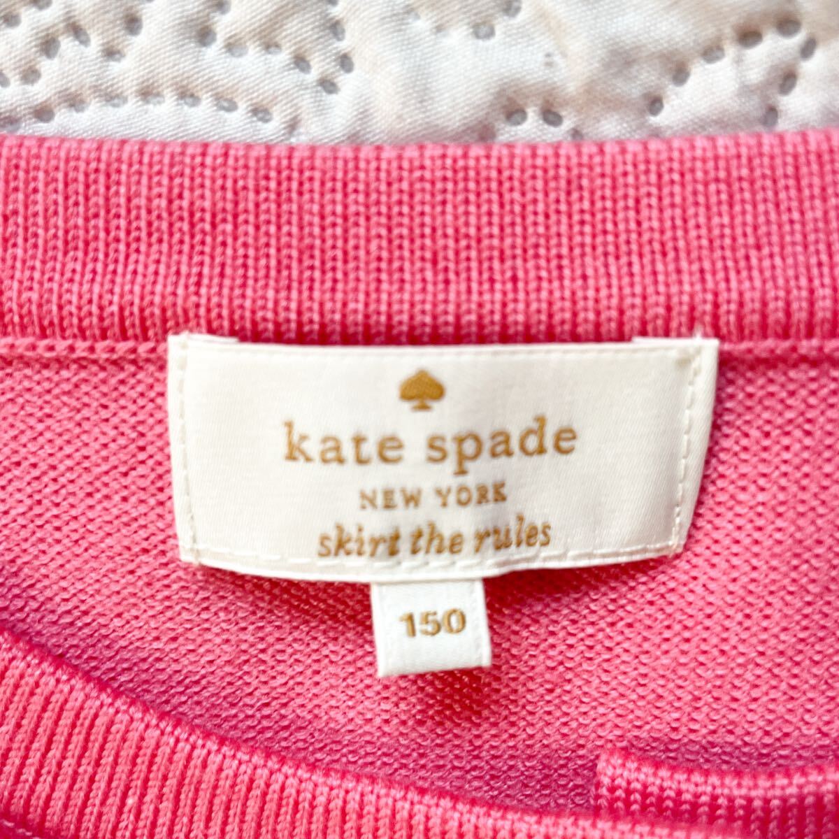 ケイトスペード カーディガン 150 ピンク リボン ビジュー 長袖 ウール混 ビジュー キッズ ガールズ 前開き_画像3