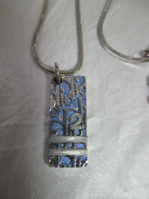Dior ディオール 青トロッタープレートネックレス（USED）111625si_画像2