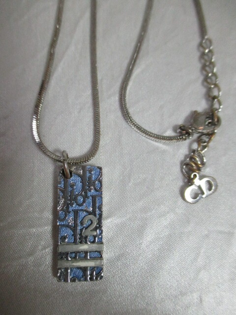 Dior ディオール 青トロッタープレートネックレス（USED）111625si_画像1