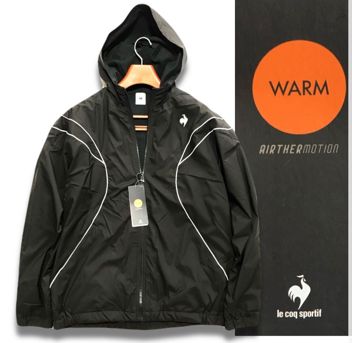 ▲B758新品【メンズXL(O)】黒 ルコック スポルティフ ゴルフ　GOLF le coq sportif AIR THERMOTION フルジップジャケット ブルゾン_画像1