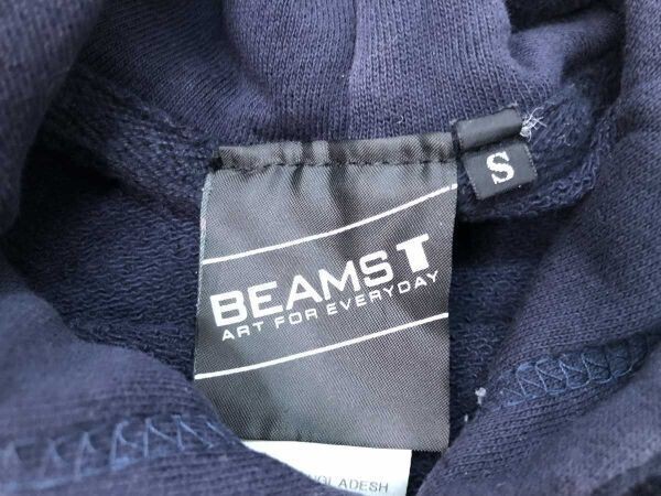 BEAMS T ビームスティー DJ ワンダーベアー WONDER BEAR くまプリント スウェット パーカー フーディー 綿100% S 紺_画像2