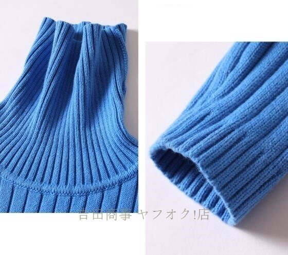 ☆新品メンズ タートルネック 感 ボーダー編み トップス カシミヤウール混 プルオーバー ニットセーター 秋冬 無地/ホワイトL_画像7