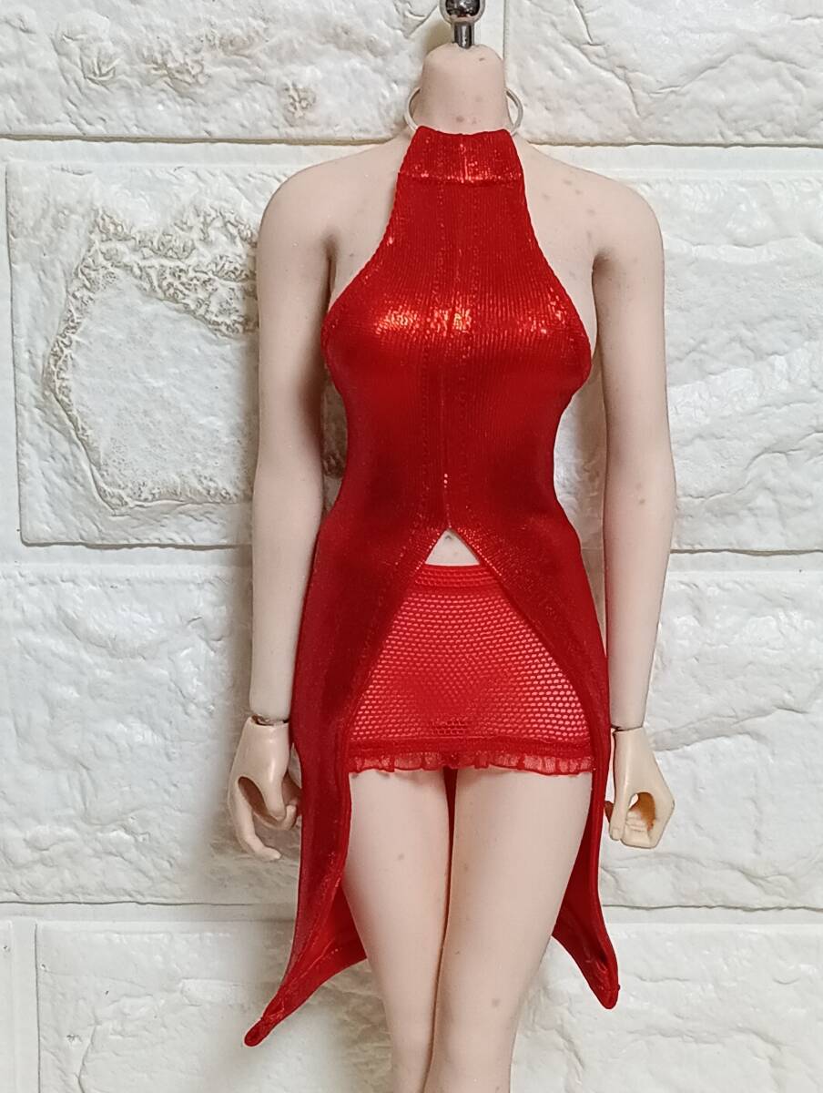 1/6スケール ファイセン TBLeague【S07】:レッドの前開きワンピース&スカート_画像1