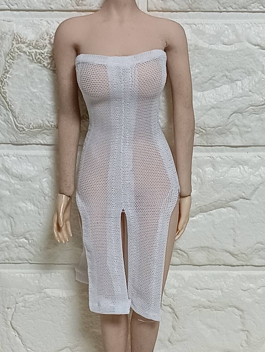  1/6スケール ファイセン TBLeague【S07】：ホワイト　透け透けメッシュ　ワンピース_画像1