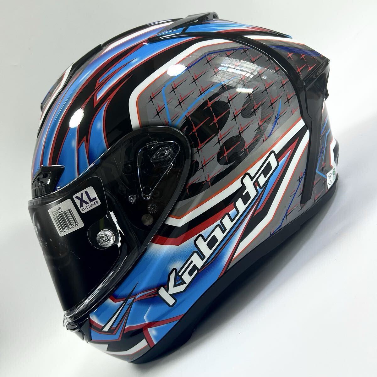 新品 FIM公認 OGK KABUTO F-17 GLANZ カブト F17 グランツ グラフィック ヘルメット BLUE GRAY DAF-1R 定価67100円 A71111-5_画像1