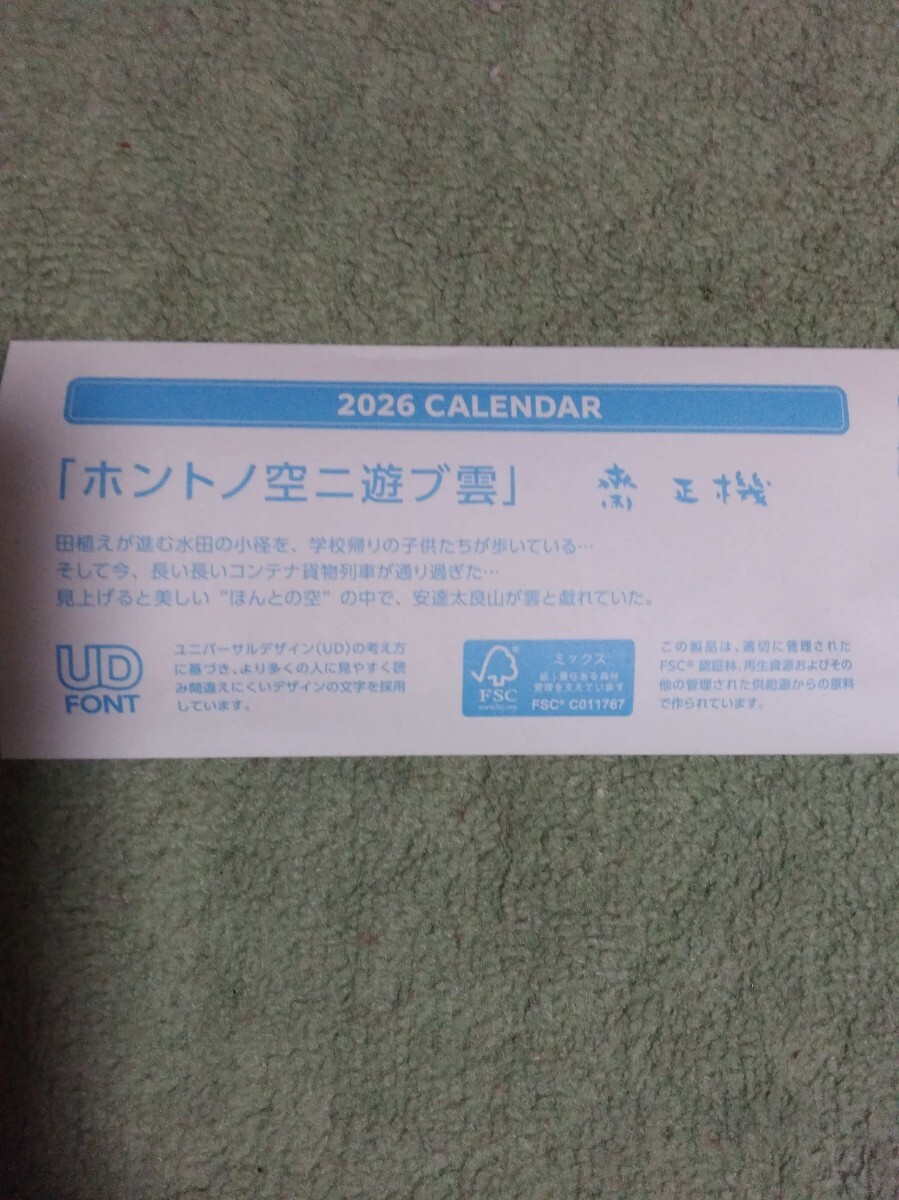 非売新品2026年【東邦銀行】ホントノ空ニ遊ぶ雲◆壁掛けカレンダー 73×51.5cm_画像4