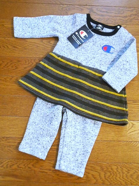 Champion・チャンピオン/ヘインズ☆キッズ80cm☆裏起毛♪かわいいワンピースデザインロンパース 未使用品_画像1