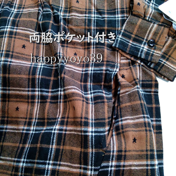 激安新品3L茶x黒チェック 長袖チュニック 重ね着風ワンピース薄手 大きいサイズ レイヤード ミセス 大きなサイズ ストレッチ ミセス_画像8