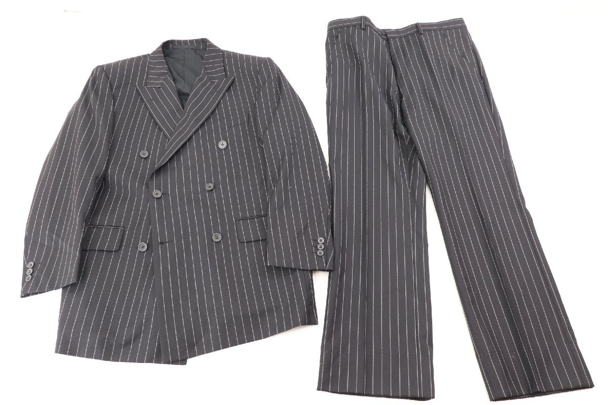 VERSACE ヴェルサーチ スーツ ジャケット スラックス サイズ 50 R ストライプ × ブラック メンズ 4647-NA_画像1