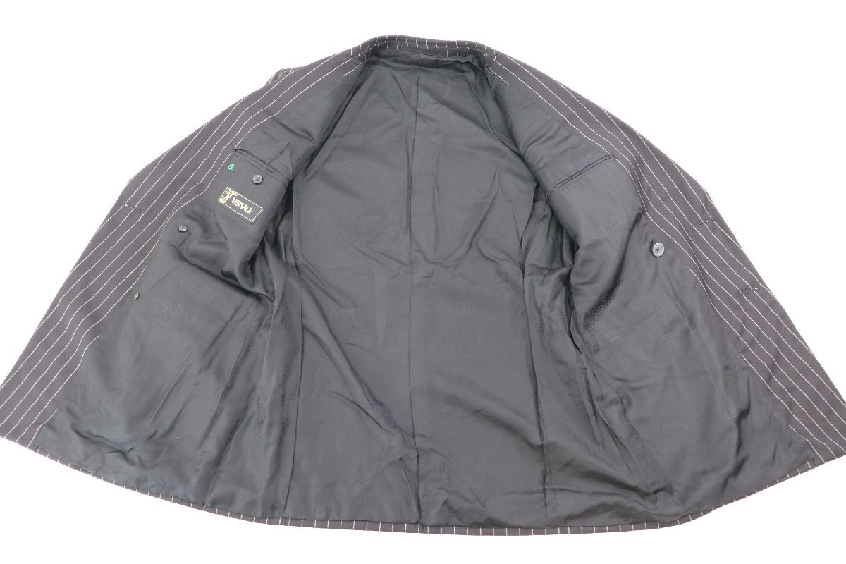 VERSACE ヴェルサーチ スーツ ジャケット スラックス サイズ 50 R ストライプ × ブラック メンズ 4647-NA_画像4