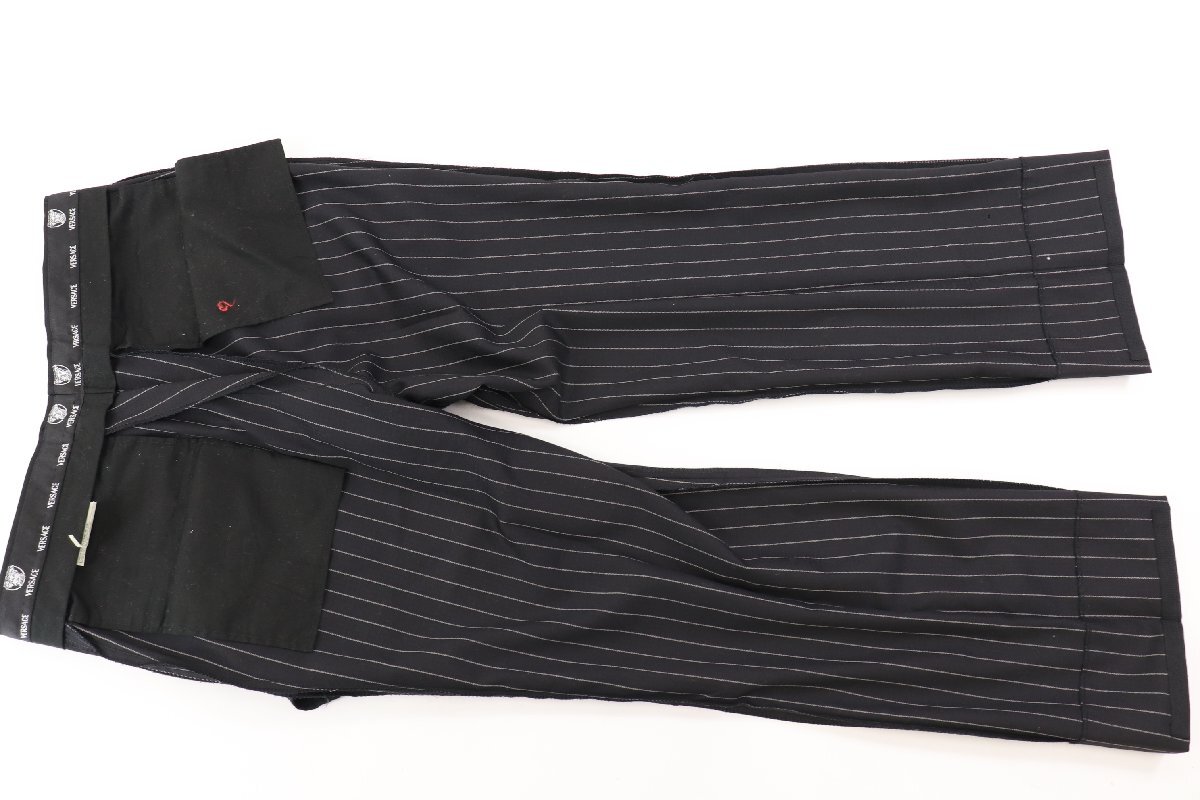VERSACE ヴェルサーチ スーツ ジャケット スラックス サイズ 50 R ストライプ × ブラック メンズ 4647-NA_画像8