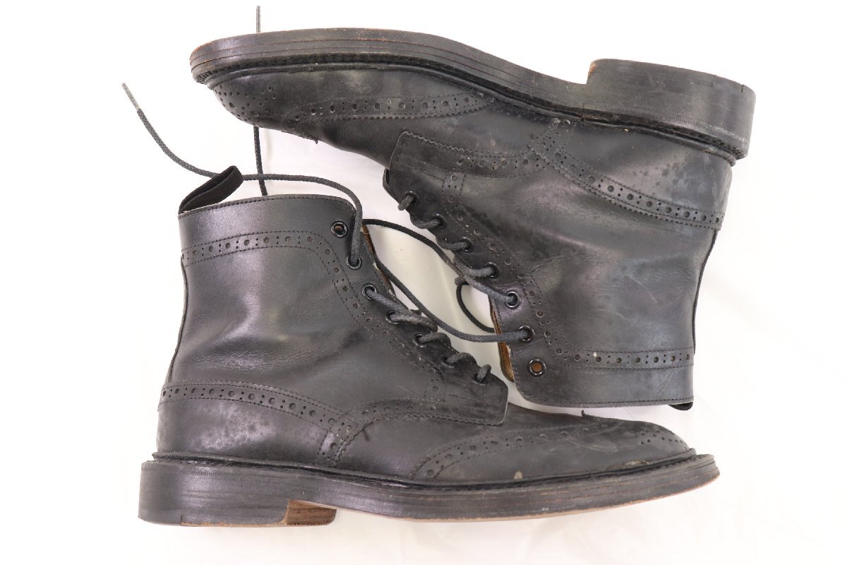 Tricker's トリッカーズ レザー ブーツ ショートブーツ レーズアップ 7ホール サイズ 7 1/2 シューズ ブラック 靴 くつ メンズ 4634-SM_画像8