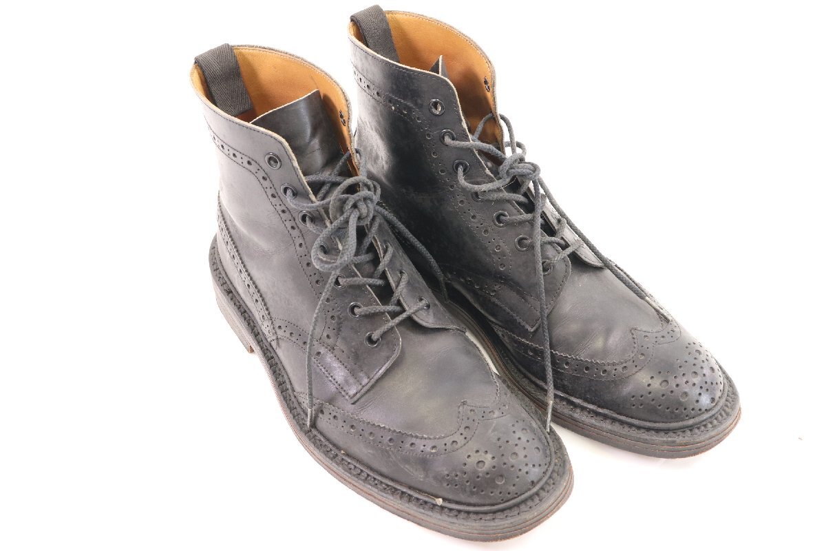 Tricker's トリッカーズ レザー ブーツ ショートブーツ レーズアップ 7ホール サイズ 7 1/2 シューズ ブラック 靴 くつ メンズ 4634-SM_画像1