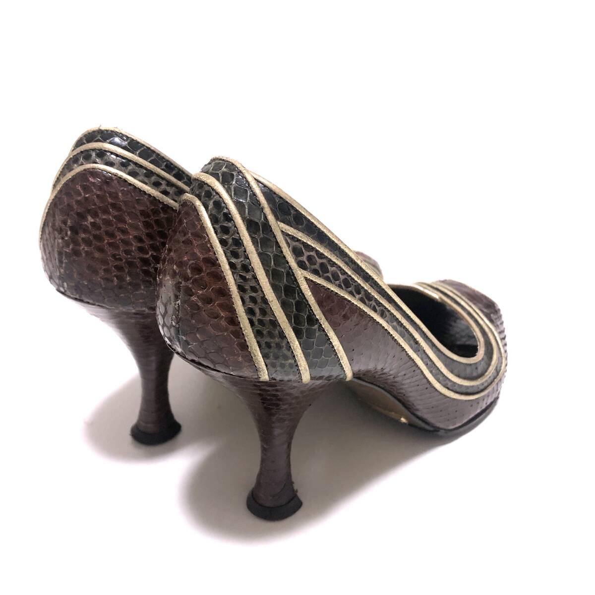 DOLCE&GABBANA ドルチェ アンド ガッバーナ リザード レザー オープントゥ パンプス 36 1/2 23.5cm_画像5