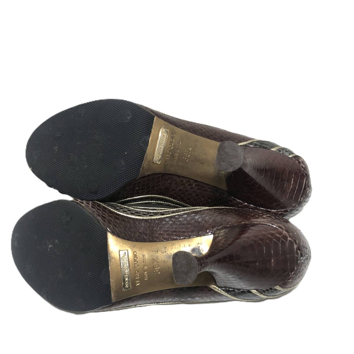 DOLCE&GABBANA ドルチェ アンド ガッバーナ リザード レザー オープントゥ パンプス 36 1/2 23.5cm_画像8