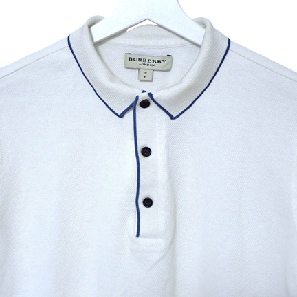 【美品】BURBERRY LONDON バーバリーロンドン 半袖 ポロシャツ Sサイズ S/P 白 鹿の子_画像2