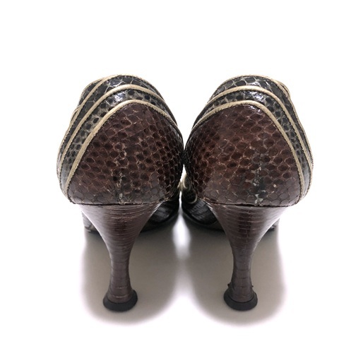 DOLCE&GABBANA ドルチェ アンド ガッバーナ リザード レザー オープントゥ パンプス 36 1/2 23.5cm_画像6