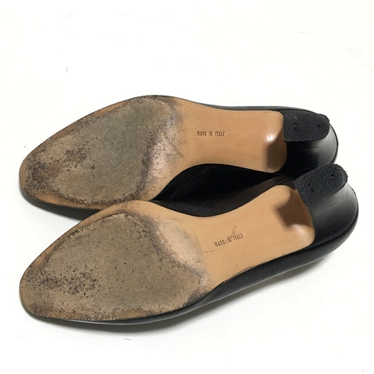 【良品】Salvatore Ferragamo フェラガモ ガンチーニ レザー パンプス リザード 型押し 黒 6 1/2 D 23.5cm_画像10