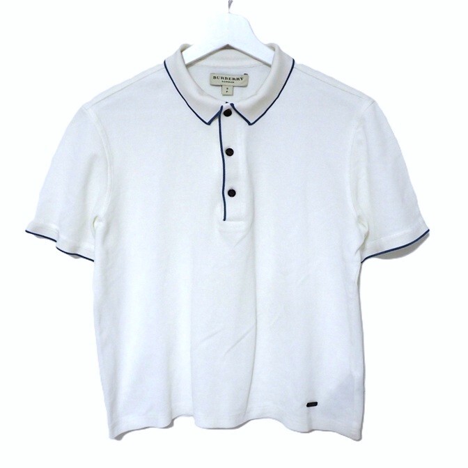 【美品】BURBERRY LONDON バーバリーロンドン 半袖 ポロシャツ Sサイズ S/P 白 鹿の子_画像1