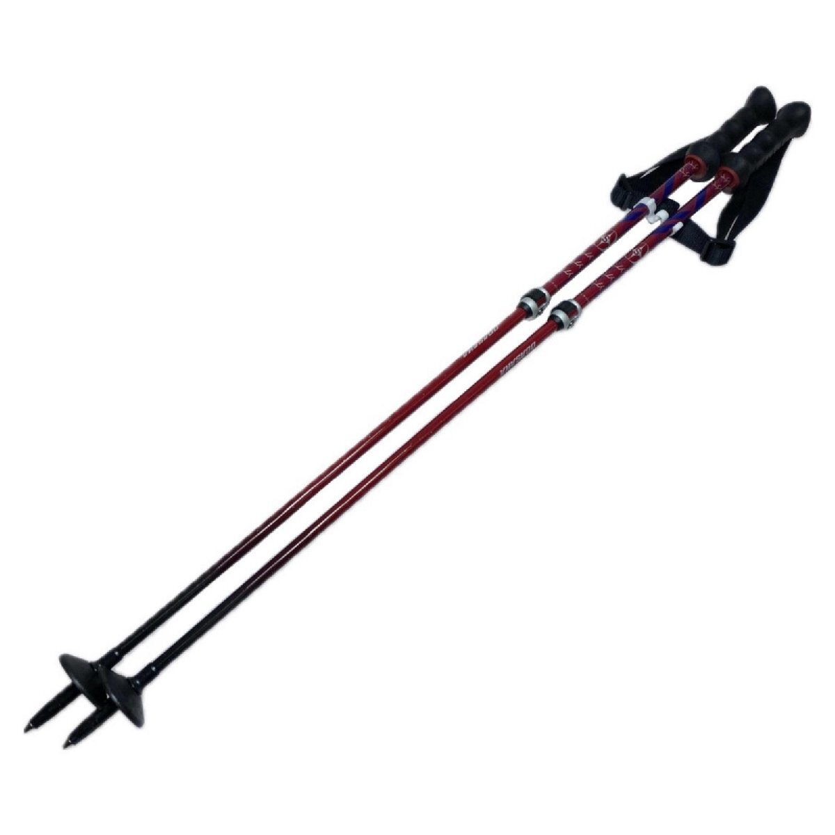 §§ OGASAKA オガサカ ストック 95-120cm 程度B レッド×ブルー やや傷や汚れあり_画像1