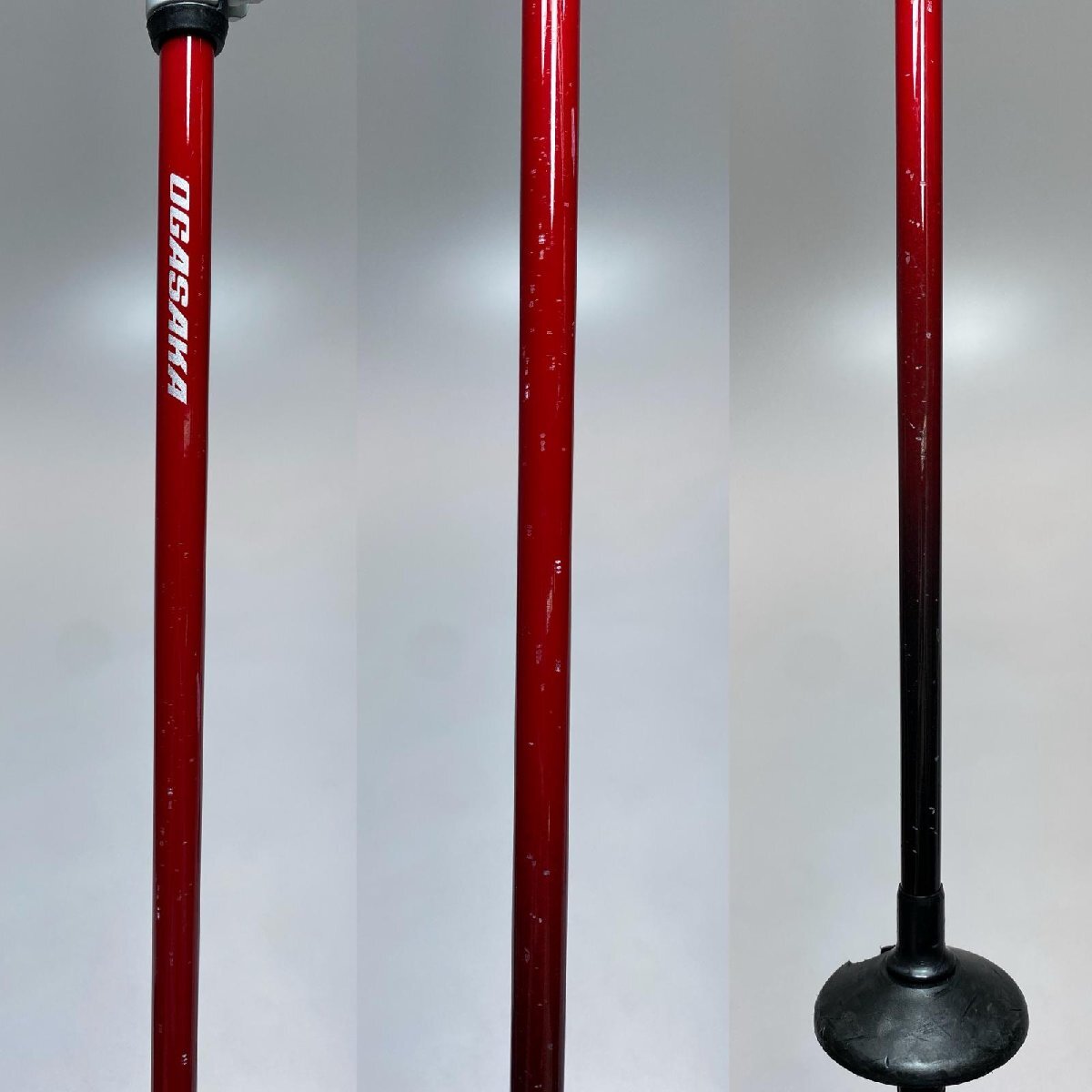 §§ OGASAKA オガサカ ストック 95-120cm 程度B レッド×ブルー やや傷や汚れあり_画像6