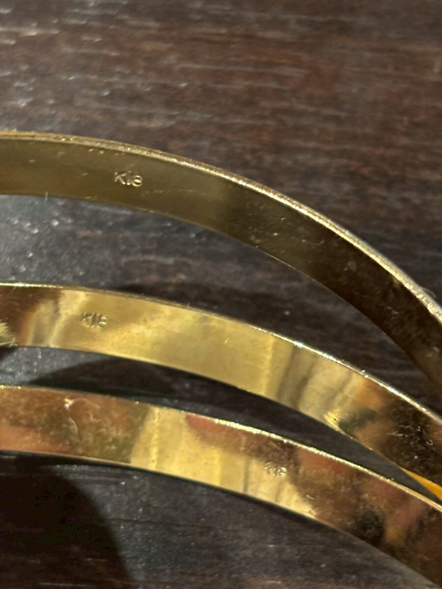 ３連重ねたゴールドバングルブレスレット_画像2