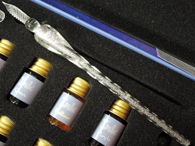 プライズ品 株式会社ブレイク ガラスペンセット(ガラスペン/インク10色/ペン置き/ペン洗い)/中古美品_画像6