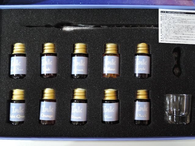 プライズ品 株式会社ブレイク ガラスペンセット(ガラスペン/インク10色/ペン置き/ペン洗い)/中古美品_画像4