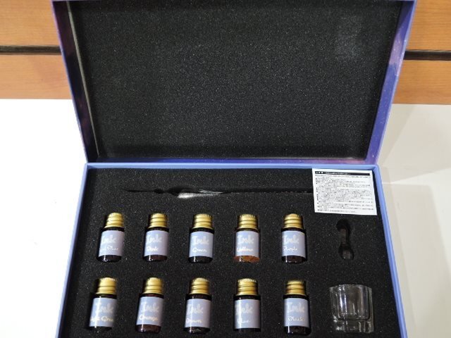 プライズ品 株式会社ブレイク ガラスペンセット(ガラスペン/インク10色/ペン置き/ペン洗い)/中古美品_画像3