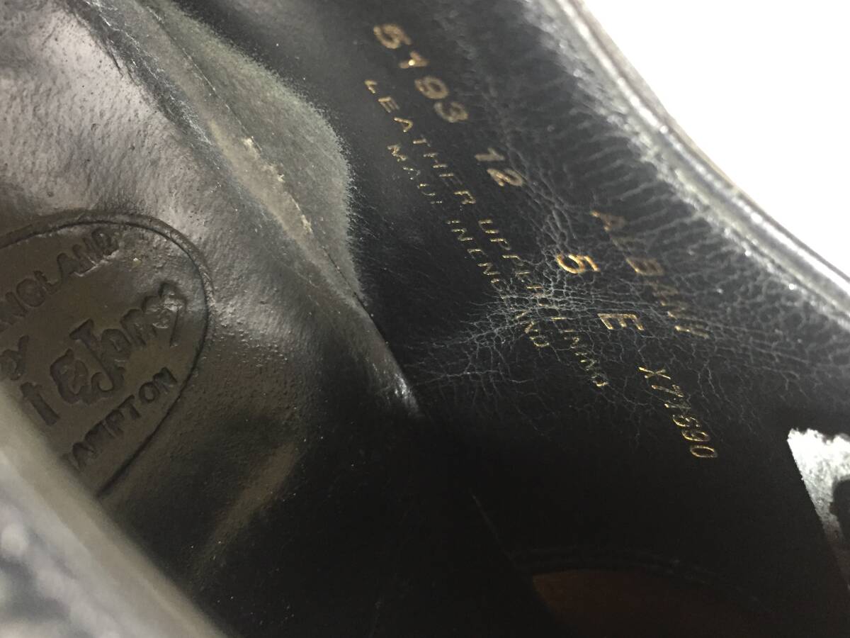 PO11 Crockett&Jones クロケットアンドジョーンズ 5193 ALBANY 5 BLACK パンチドキャップトゥ ドレスシューズ 5 英国製_画像7