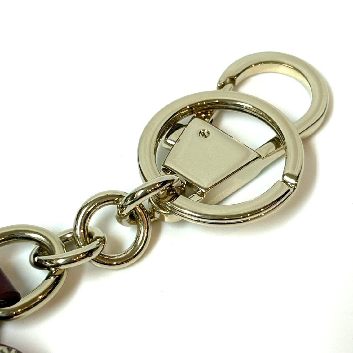 美品☆グッチGUCCI キーホルダー(チャーム) 猫チャーム レザー ベージュ×ダークブラウン×マルチ ボーちゃん/GG柄/ヒグチユウココラボ_画像6