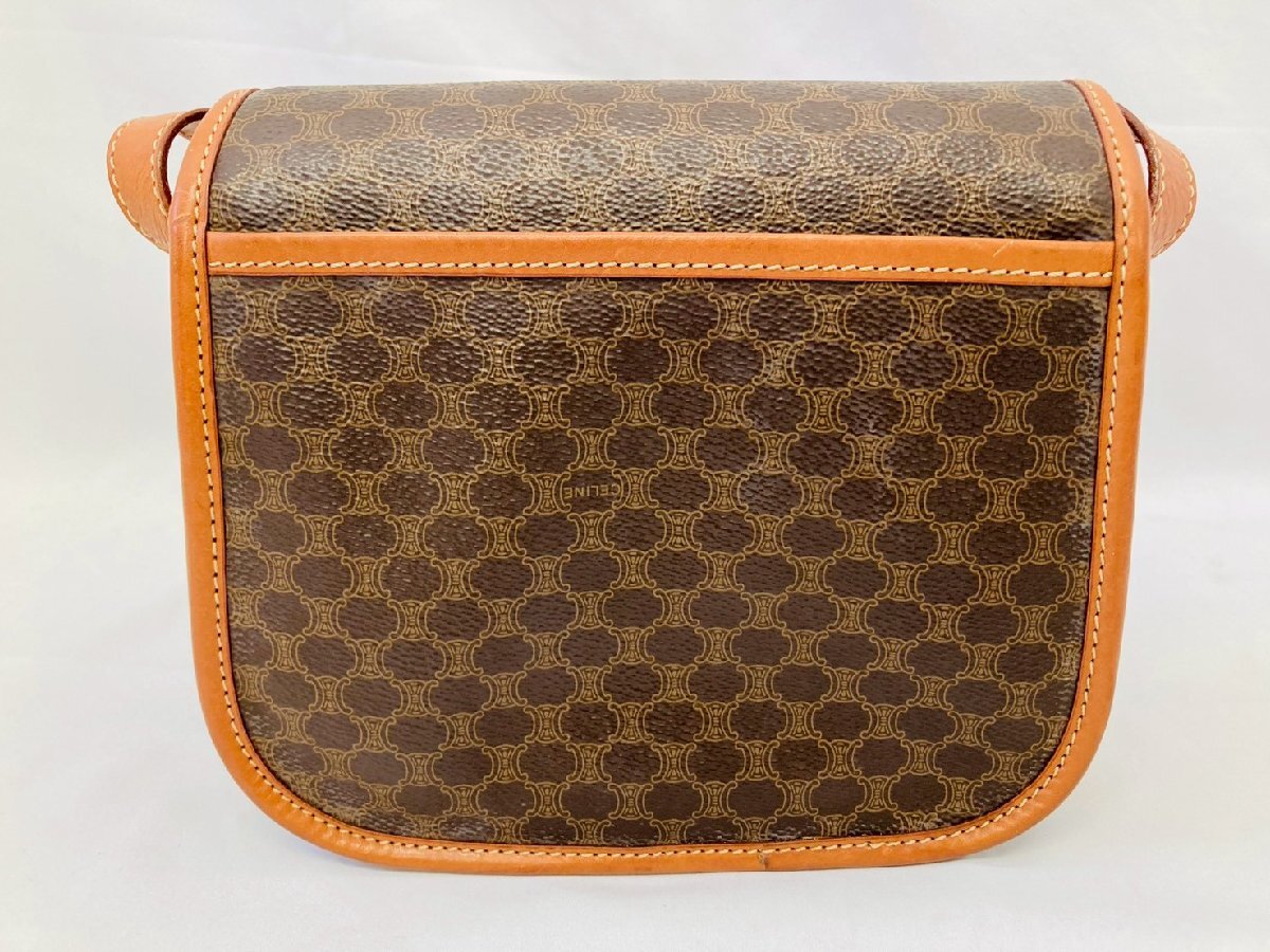 ★CELINE セリーヌ マカダム柄 ショルダーバッグ 斜め掛けバッグ ゴールド金具 ブラウン系★_画像3