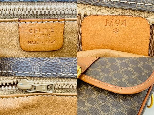 ★CELINE セリーヌ マカダム柄 ショルダーバッグ 斜め掛けバッグ ゴールド金具 ブラウン系★_画像6